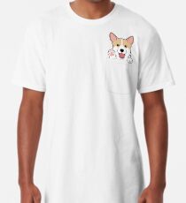 Camiseta larga Corgi In Pocket camiseta Cute Paws Blush Smile Puppy Emoji