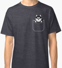 Husky In Pocket Funny Cute Puppy Expression Classic T-Shirt