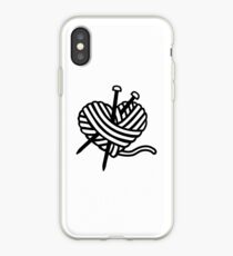 Wool heart knitting needles iPhone Case
