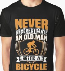 Never Underestimate An Old Man With A Bicycle Funny Graphic T-Shirt