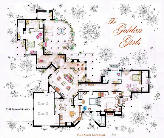 The Golden Girls House Floorplan V 2 Poster By Inaki Aliste Lizarralde