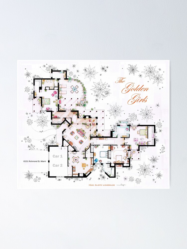 Die Golden Girls Haus Grundriss V 2 Poster Von Nikneuk Redbubble