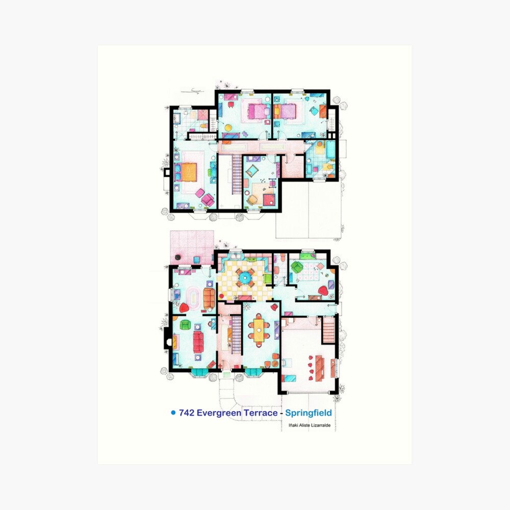 House Of Simpson Family Both Floors Art Print By Nikneuk