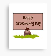 Happy Groundhog Day 2018 Canvas Print