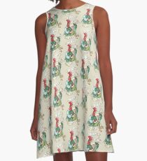 Alan-A-Dale Rooster : OO-De-Lally Golly What A Day Tattoo Watercolor Painting Robin Hood A-Linien Kleid