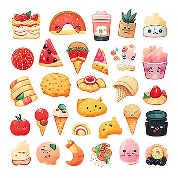 4 Cute happy food sticker pack Sticker for Sale by KawaiiFoodArt