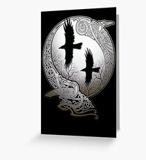 RAVENS KNOTWORK CELTICKNOT RUNES MOONLIGHT RAVENART Greeting Card
