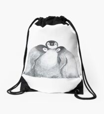 Three Penguin chick snuggle Drawstring Bag