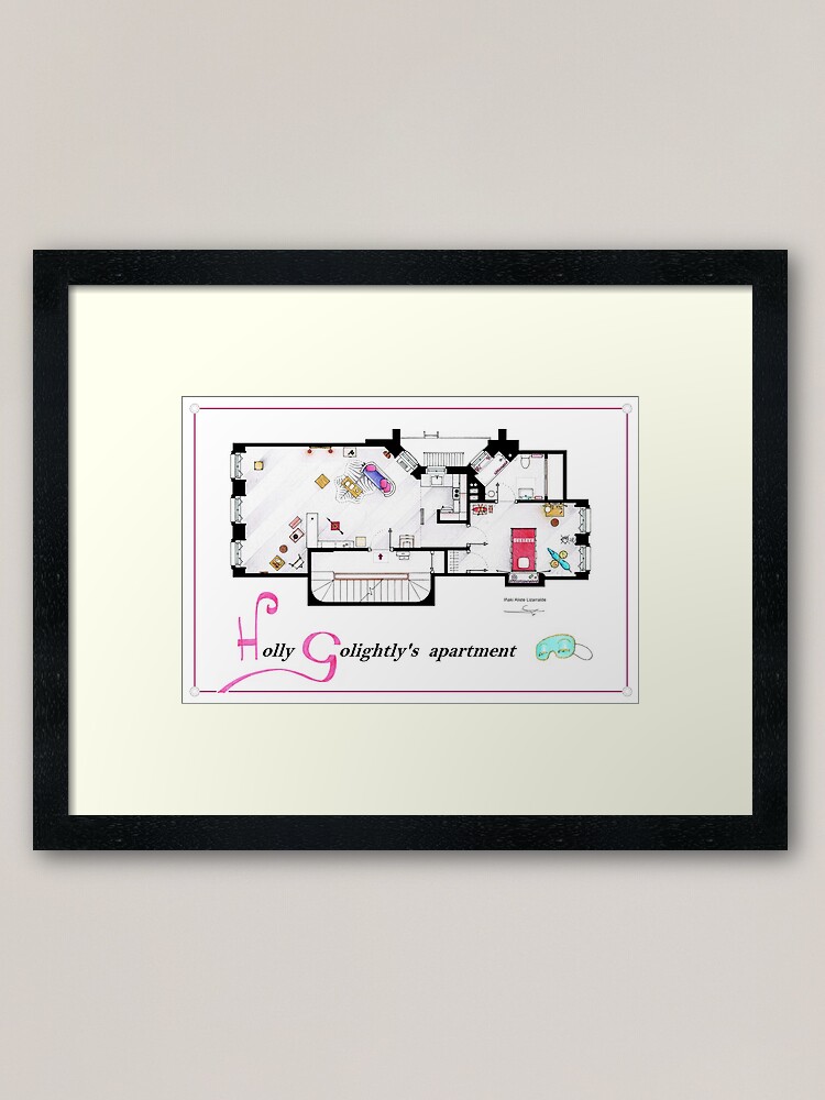 Breakfast At Tiffany S Apartment Floorplan V2 Framed Art Print