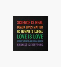 Wissenschaft ist real! Schwarze Leben sind wichtig! Kein Mensch ist illegal! Liebe ist Liebe! Frauenrechte sind Menschenrechte! Freundlichkeit ist alles! Hemd Galeriedruck