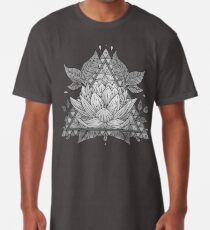Grey Lotus Flower Geometric Design Long T-Shirt
