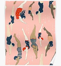 Diving ladies from a vintage era Poster