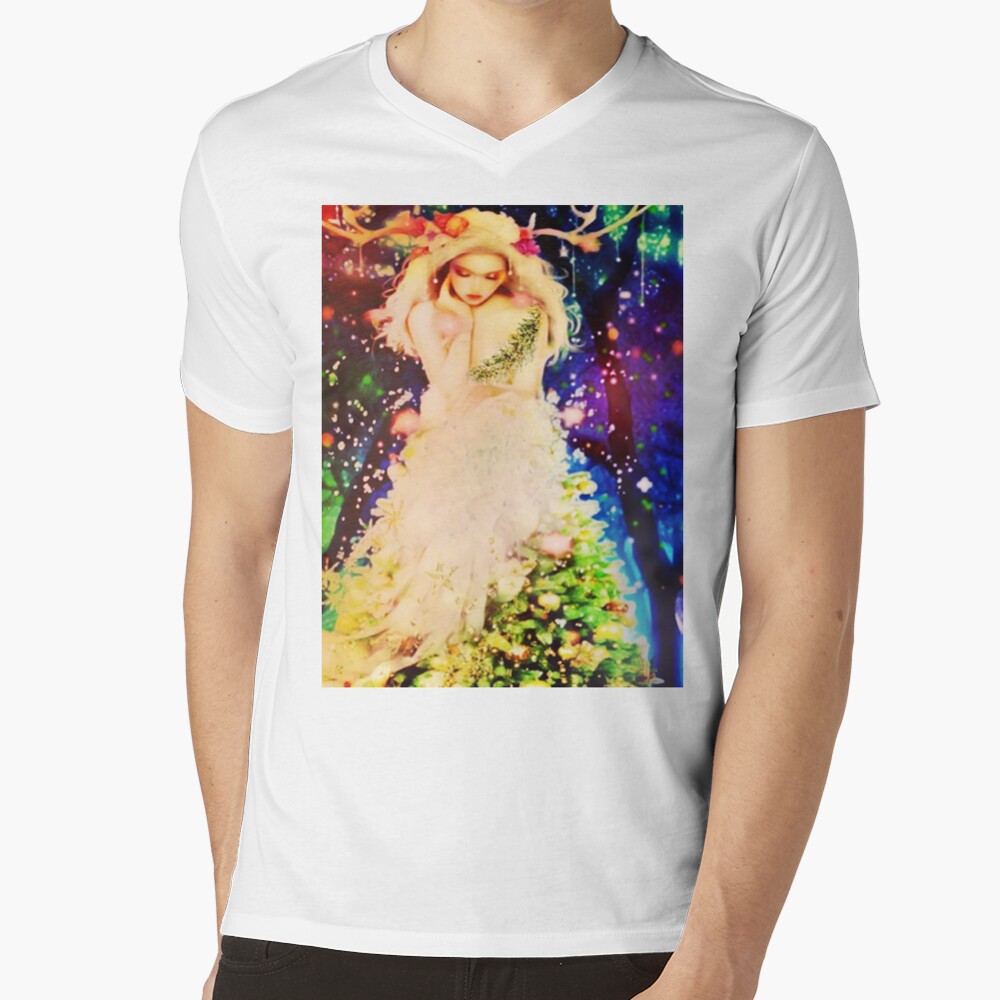 Winter Goddess of the Deer V-Neck T-Shirt