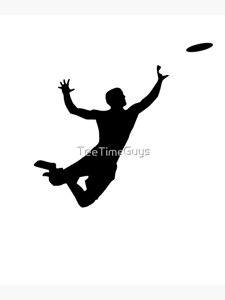 "Ultimate Frisbee Silhouette Frisbee Jumping Catch" Art Print by
