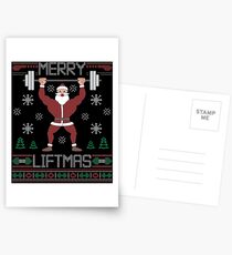 Merry Liftmas T-Shirt Ugly Christmas Sweater Workout Shirt Postcards