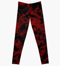 Deep Red On Black Decorative Abstract Ornament Leggings