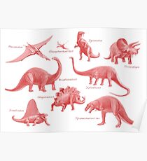 Dinosaur Montage Pink2 Poster