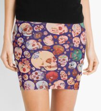 Skull Doodles - blue Mini Skirt