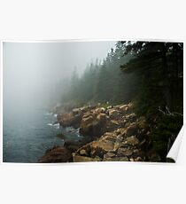 Fog on a Rocky Shore, Acadia National Park, Maine Poster