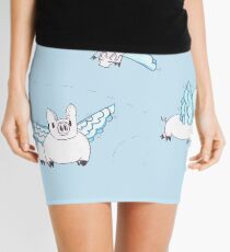 Flying Pigs Idiom Doodle Mini Skirt