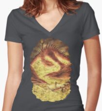 SLEEPING SMAUG Women's Fitted V-Neck T-Shirt