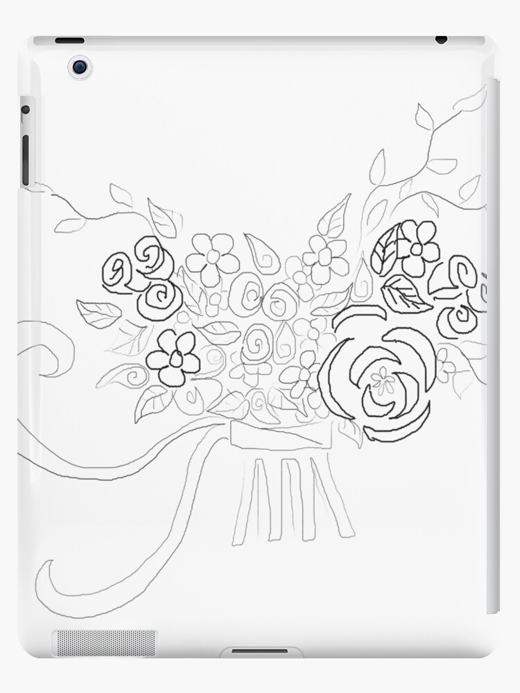 Wedding Flower Bouquet 2 Line Drawing Ipad Caseskin By Fleurdeliv