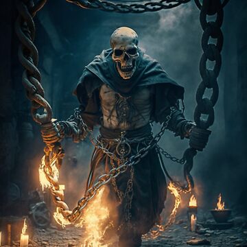 “Angry Skeleton with a chain around its neck a full body 3” Sticker for