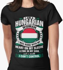 I Am A Hungarian Woman Heart Sleeve Fire In Soul Women's Fitted T-Shirt