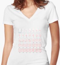 Integers from one to thirty-five together with points whose numbers are equal to the numbers shown Women's Fitted V-Neck T-Shirt