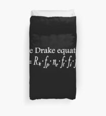The Drake equation, UFO, SETI, Alien, search for extraterrestrial life, Contact, Is there anyone there? White Type Duvet Cover