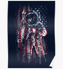 Astronaut Flag Poster