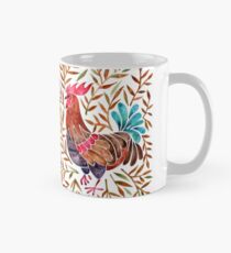 Le Coq - Aquarell Hahn mit Sepia-Blättern Tasse (Standard)
