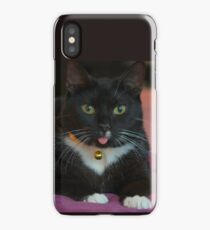 Mayella, the rescued tuxedo cat iPhone Case