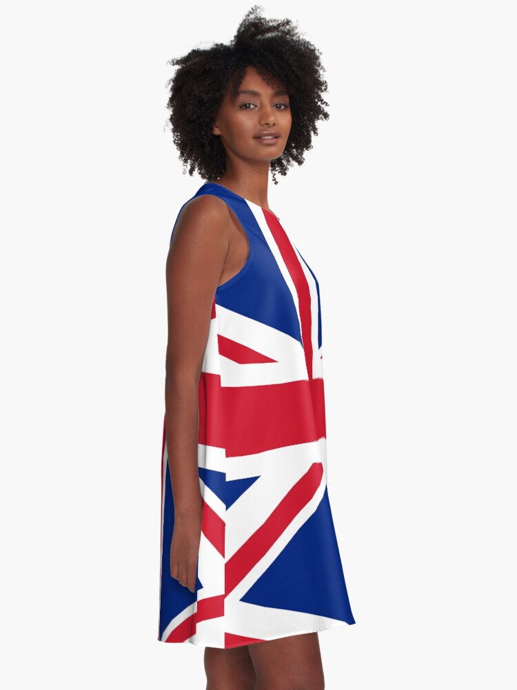 Alternate view of Union Jack, FULL COVER, British Flag, UK, United Kingdom, Pure & simple, 1:2. A-Line Dress