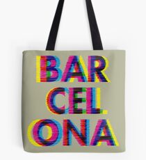 Barcelona Glitch Psychedelic Coolest City in Europe Tote Bag