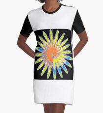 Spiral - Colored Flower Graphic T-Shirt Dress