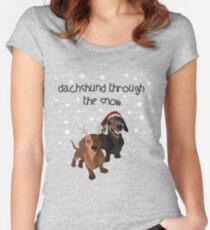 christmas dogs, dachshund Women's Fitted Scoop T-Shirt