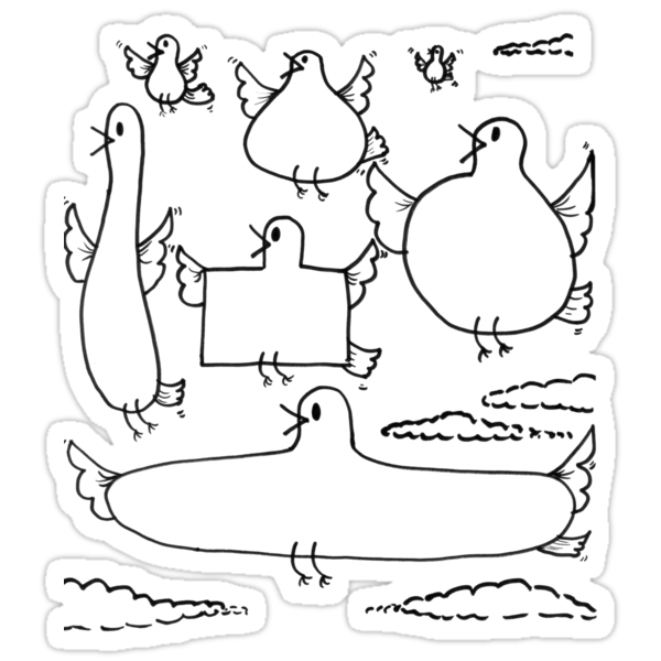 "Funny Flying Birds Doodle" Stickers by Nalinne Jones | Redbubble