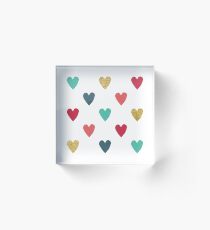 Bloque acrílico Mini corazones de colores