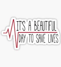"It's a Beautiful Day to Save Lives" Sticker