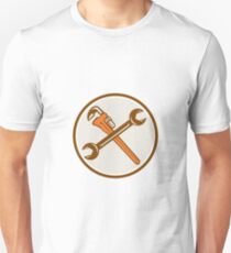 Spanner Monkey Wrench Crossed Circle Retro Unisex T-Shirt