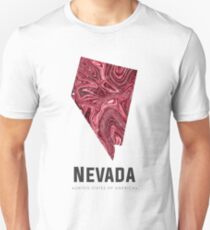 Nevada Map Art Abstract in Deep Red Unisex T-Shirt