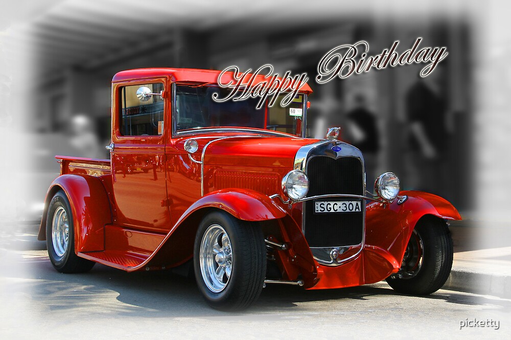 "red car birthday card" by picketty | Redbubble