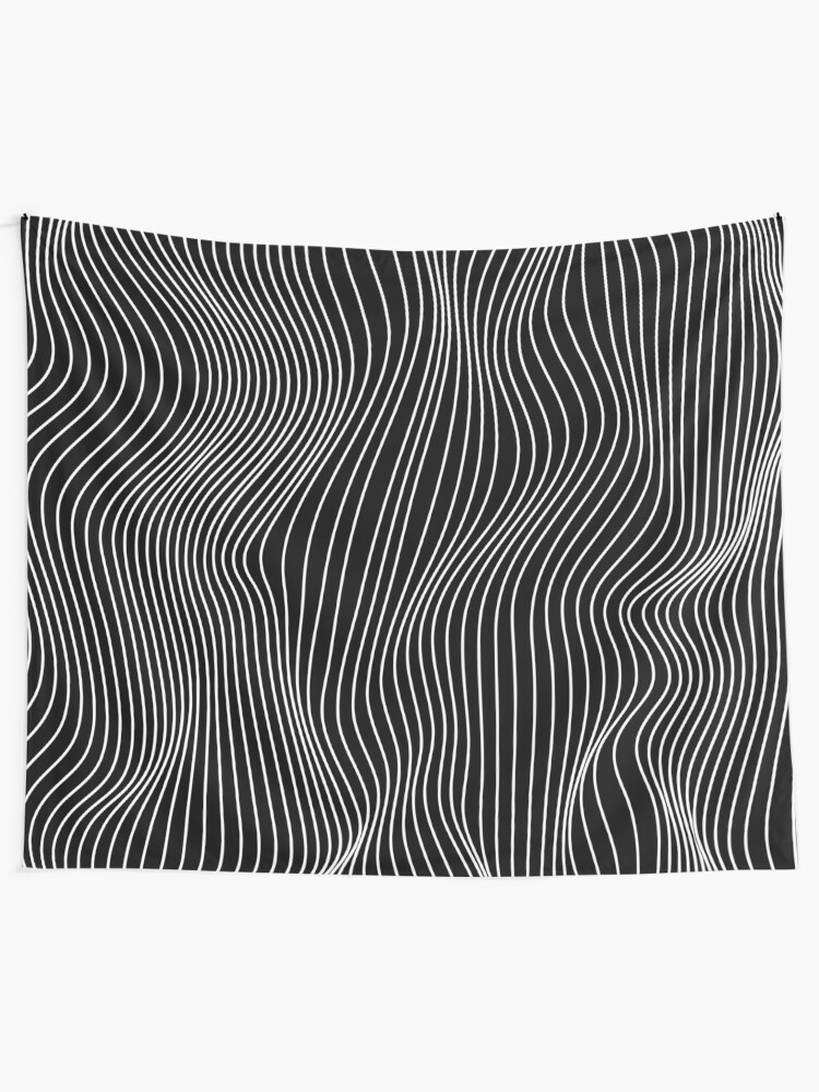 Alternate view of Optical Illusion Minimal Lines Tapestry