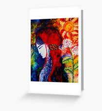 A beautiful woman smelling like a garden II Greeting Card