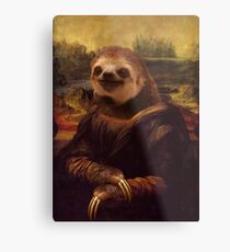 Sloth Mona Lisa Metal Print