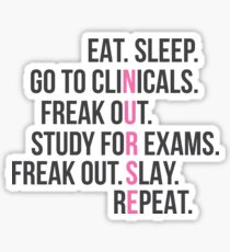 Funny Nurse Quote - Eat Sleep RN LPN Clinicals Nursing Gift Sticker