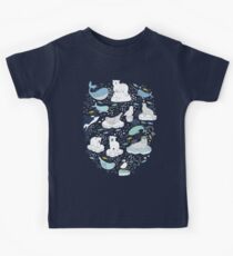 Arctic Animal Icebergs - blue and mustard - Fun Pattern by Cecca Designs Kids Tee