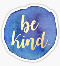 Pegatina Be Kind Gold Script en acuarela azul