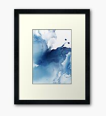 Indigo Blue Sea, Abstract Ink Painting Framed Print